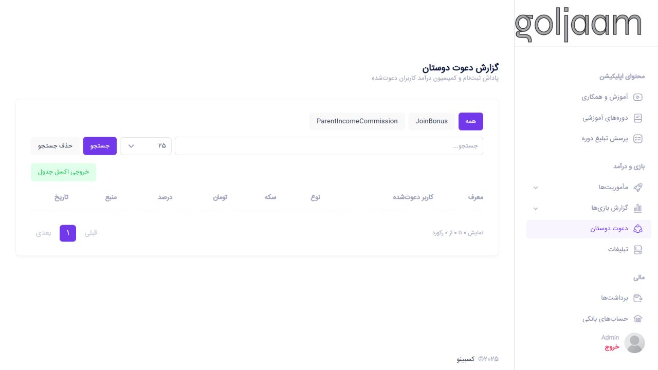 گزارش دعوت دوستان - کسبینو؛ پلتفرم بازی وار کسب درآمد